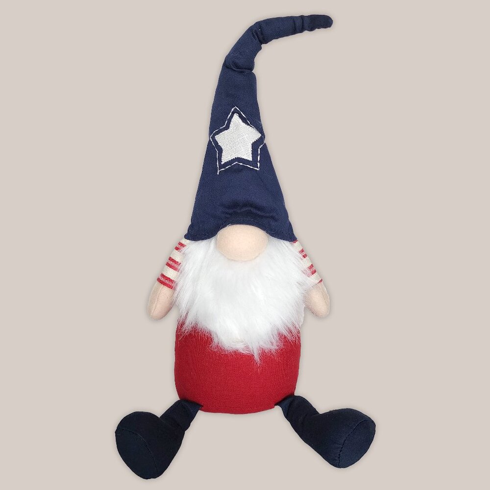 Patriotic Gnome Red White Blue July 4th American Flag Independence Day Plush